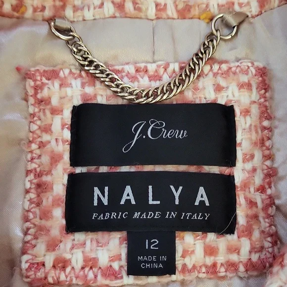 J. Crew Daphne Top Coat Italian Tweed Guava Pink Size 12 - Picture 9 of 11